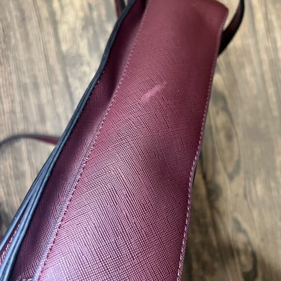 Dune Burgundy Pony Hide Shoulder Bag - Picture 3 of 8